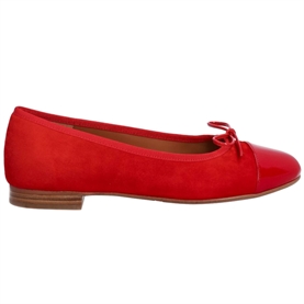 Billi Bi A6021 Ballerina Sko, Red Patent & Suede
